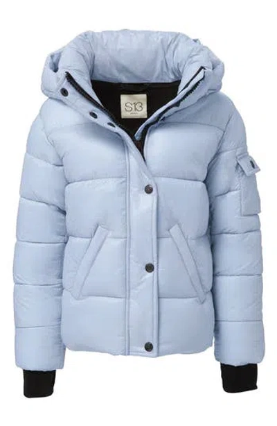 S13 Kids' Ella Glossy Puffer Jacket In Blue