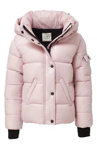 S13 Kids' Ella Glossy Puffer Jacket In Pink
