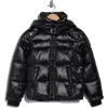 S13 Kids' Gloss Downhill Hooded Puffer Jacket In Black