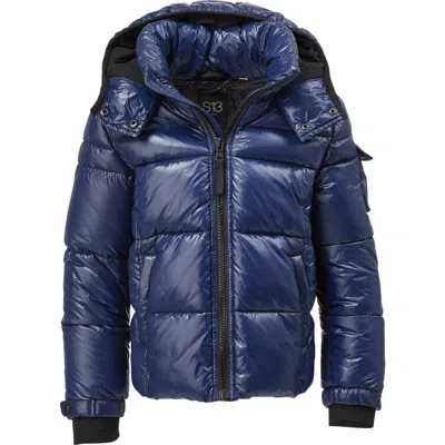 S13 Kids' Gloss Downhill Hooded Puffer Jacket In Blue