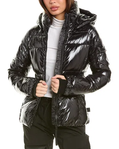 S13 Kylie High Gloss Puffer Jacket In Black