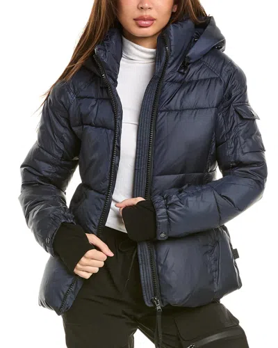 S13 Kylie Lux Sheen Puffer Jacket In Blue
