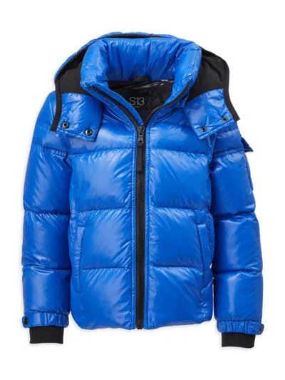 S13 Little Boy's Glossy Puffer Jacket In Cobalt