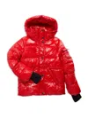 S13 Kids' Little Girl's High Shine Straight Puffer Jacket In Flame
