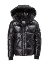 S13 Girls High Shine Straight Puffer Jacket In Onyx