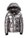 S13 Little Girl's Metallic Straight Puffer Jacket In Metal