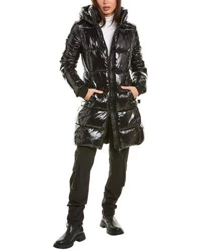 S13 Mulberry High Shine Puffer Coat In Black