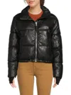 S13 Women's Faux Leather Puffer Jacket In Black