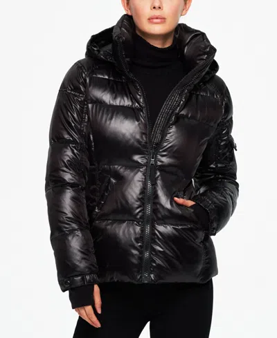 S13 Women's Kylie Hooded Water-resistant Puffer Coat In Jet