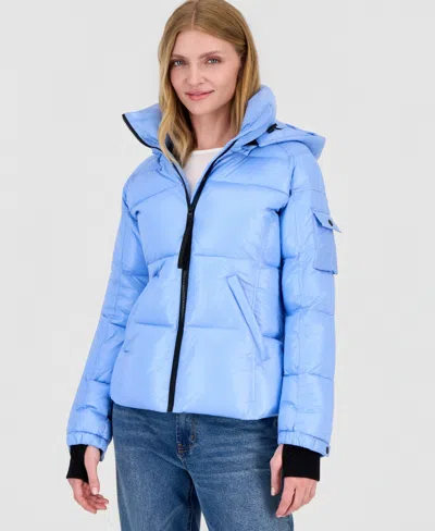 S13 Women's Kylie Hooded Water-resistant Puffer Coat In Lt Blue