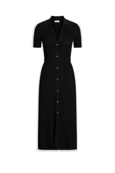 Scanlan Theodore Pleated Rib Placket Dress In Black