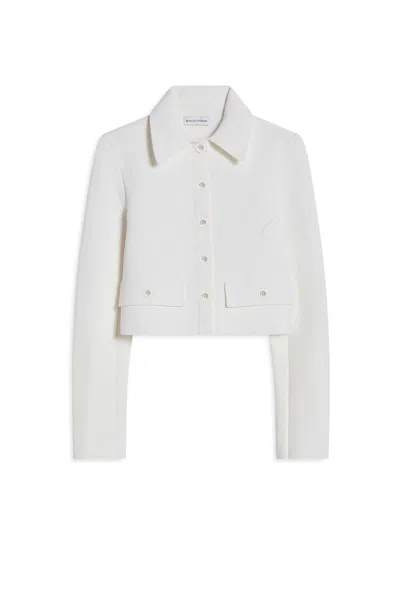 Scanlan Theodore Crepe Knit Crop Button Jacket In White