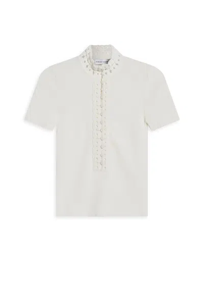 Scanlan Theodore Crepe Knit Daisy Short Sleeve Top In White