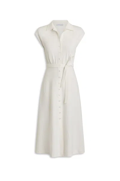 Scanlan Theodore Crepe Knit Shirt Dress In White