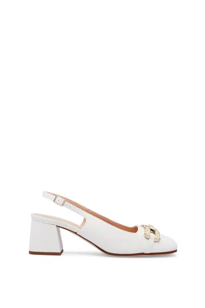 Scanlan Theodore Gold Trim Slingback 5.5 In White