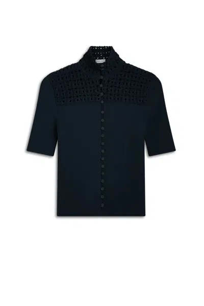 Scanlan Theodore Crepe Knit Daisy Top In Blue