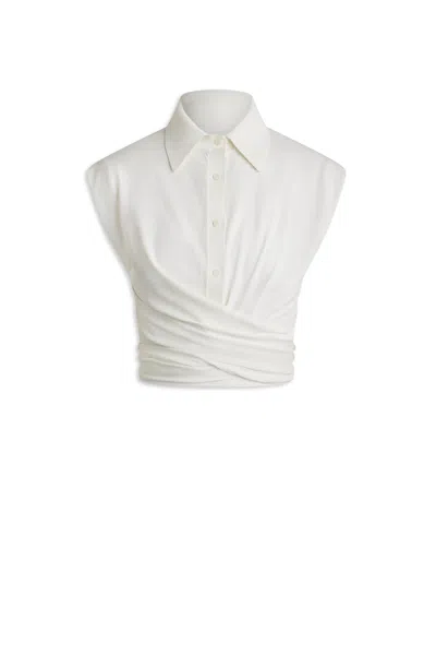 Scanlan Theodore Crepe Knit Wrap Shirt In White