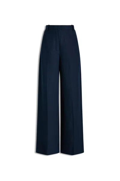 Scanlan Theodore Linen Drape Leg Trouser In Blue