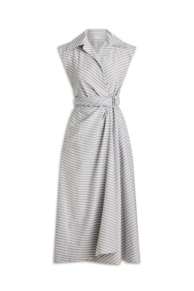 Scanlan Theodore Stripe Wrap Dress In Gray