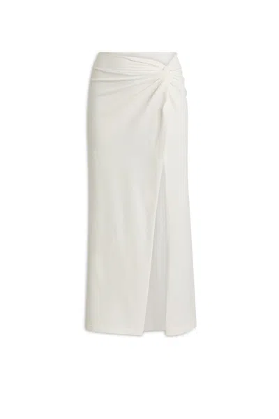Scanlan Theodore Crepe Knit Sarong Skirt In White