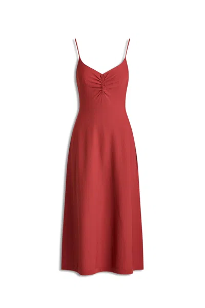 Scanlan Theodore Crepe Knit Shoestring Dress In Burgundy