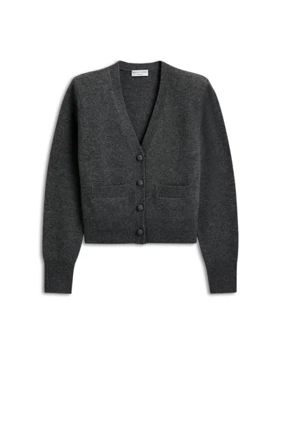 Scanlan Theodore Cashmere V Neck Cardigan In Gray