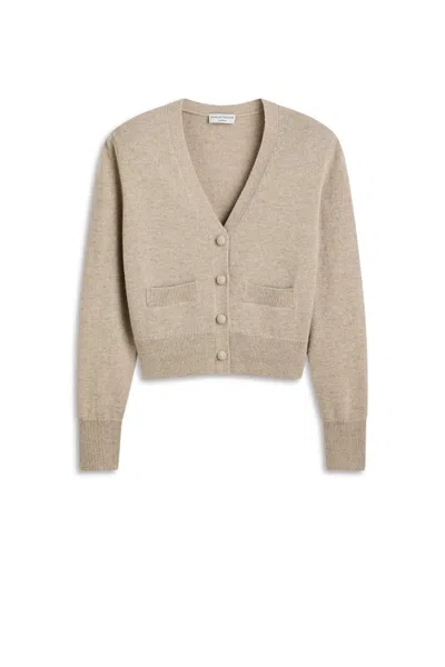 Scanlan Theodore Cashmere V Neck Cardigan In Neutral