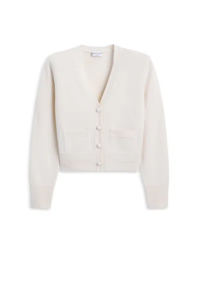 Scanlan Theodore Cashmere V Neck Cardigan In Neutral