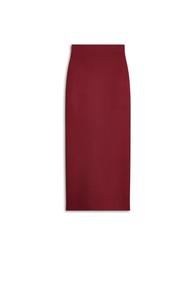 S26d1 Crepe Knit Pencil Long Skirt In Burgundy