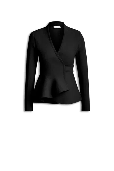 Scanlan Theodore Crepe Knit Wrap Jacket In Black