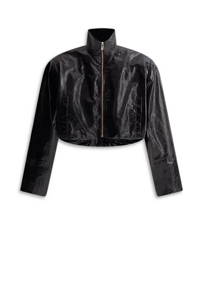 Scanlan Theodore Funnel Neck Leather Jacket In Black