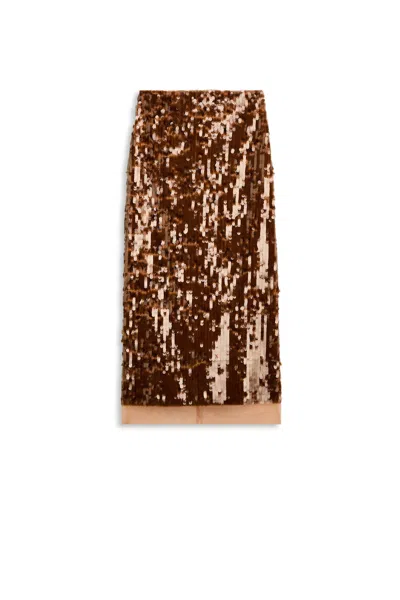 Scanlan Theodore Sequin Pencil Skirt In Brown