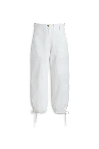 Scanlan Theodore Denim Cropped Cargo Jean In White