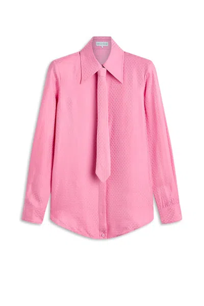 Scanlan Theodore Silk Chain Jacquard Tie Shirt In Pink