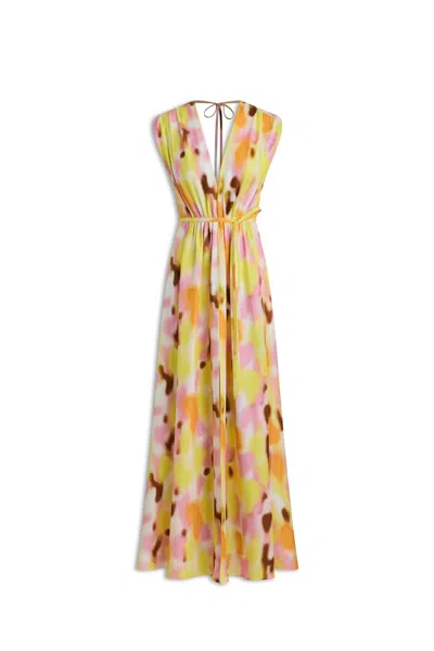 Scanlan Theodore Silk Jacquard Haze Print Dress In Multi