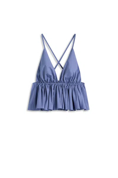 Scanlan Theodore Parachute Cotton Ruffle Camisole In Blue