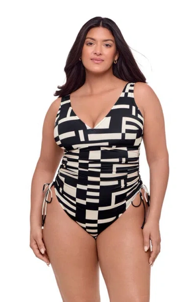 S3 Apparel Adjustable Low Cinched One Piece Swimsuit In Black