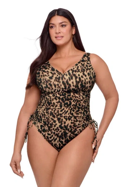 S3 Apparel Adjustable Low Cinched One Piece Swimsuit In Brown