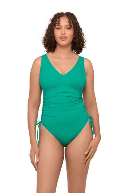 S3 Apparel Adjustable Low Cinched One Piece Swimsuit In Green