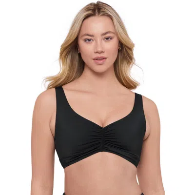 S3 Apparel Banded Cinch Front Bikini Top In Black