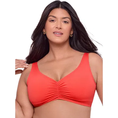 S3 Apparel Banded Cinch Front Bikini Top In Red