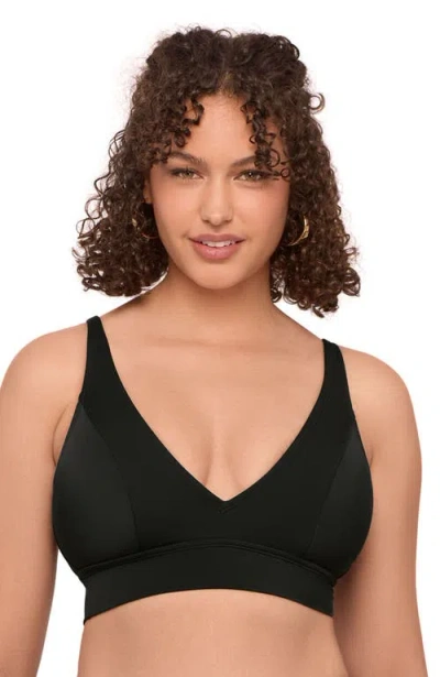 S3 Apparel Banded Plunge V-neck Bikini Top In Black
