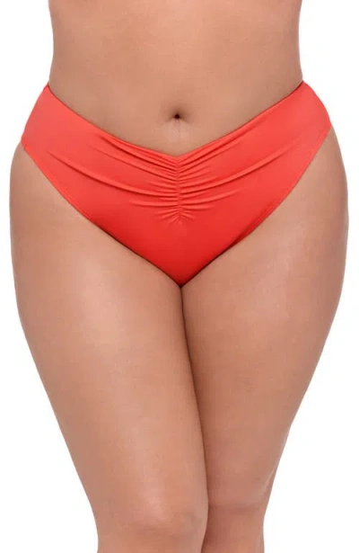 S3 Apparel Cinch Front High Cut Bikini Bottom In Red