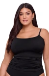 S3 Apparel Classic Shirred Front Tankini Top In Black