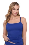 S3 Apparel Classic Shirred Front Tankini Top In Purple