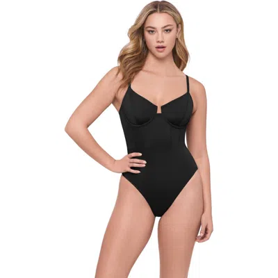 S3 Apparel Corset Underwire One Piece Swimsuit In Black