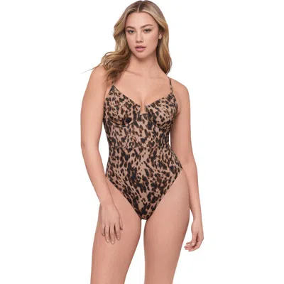 S3 Apparel Corset Underwire One Piece Swimsuit In Brown