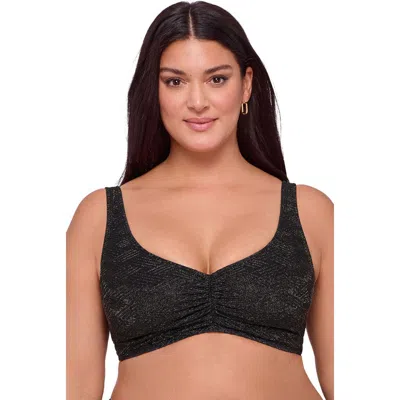 S3 Apparel Novelty Banded Cinch Front Bikini Top In Black