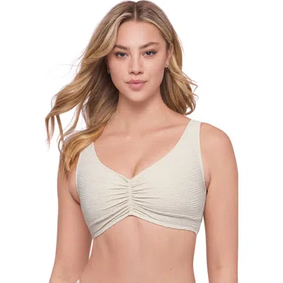 S3 Apparel Novelty Banded Cinch Front Bikini Top In Neutral