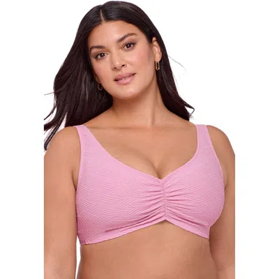 S3 Apparel Novelty Banded Cinch Front Bikini Top In Pink